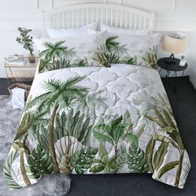 3pcs Botanical Palm Tree Pattern Comforter Set, Breathable 3 Piece Bedding Set, Cozy Tropical Bed Set for Bedroom Guest Room