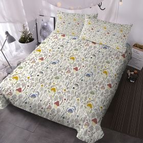 3pcs Cute Cartoon Mushroom Comforter Set with Pillowcases & Flat Sheet Bedroom Decor