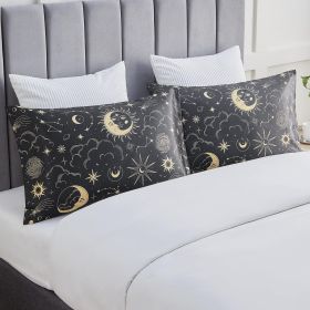 Satin Pillowcase for Hair and Skin Queen - Black Printed Silk Pillow Cases 2 Pack 20x30 inches - Satin Pillow Cases Set of 2 with Envelope Closur