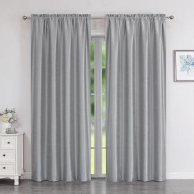 Chyhomenyc Uptown Faux Silk Silver  Curtains 84 Inch Length 2 Panels for Bedroom