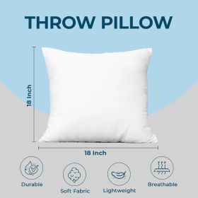 Throw Pillows (Set of 4, White), 18 x 18 Inches Pillows for Sofa, Bed and Couch Decorative Stuffer Pillow