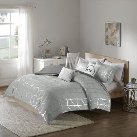 Twin/Twin XL Metallic Printed Duvet Cover Set