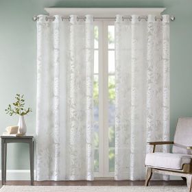 Palm Leaf Burnout Window Sheer White 50x63"