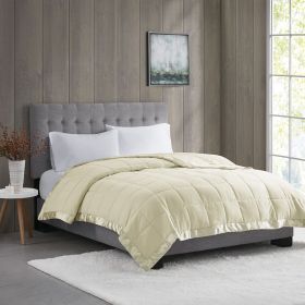 Lightweight Down Alternative Blanket with Satin Trim Cream King