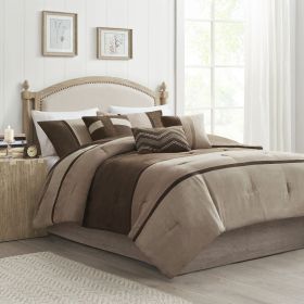 7 Piece Faux Suede Comforter Set Brown Cal King