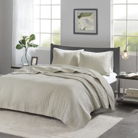 2 Piece Quilt Set Cream Twin/Twin XL