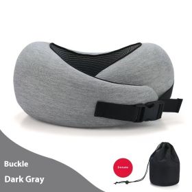 Soft Memory Foam Travel Neck Pillow U Shape Adjustable Support Comfortably Sleeping On Plane Car Office Noon Break (Option: Dark Gray Buckle Style-1PC)