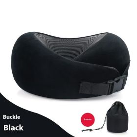 Soft Memory Foam Travel Neck Pillow U Shape Adjustable Support Comfortably Sleeping On Plane Car Office Noon Break (Option: Deep Black Card Deduction-1PC)