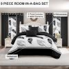 9 Piece Soft All-Season Washed Microfiber Cover Set , Queen/King/Calking Bedding Set With Pillowcases,Bedspread Print Curtains & Solid Curtains,Print