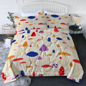 3pcs Whimsical Mushroom Pattern Comforter Set, Breathable Reversible Bedding 3 Piece, Soft Cozy Bed Set for Bedroom Dorm Guest Room (Color: Colorful, size: Queen)