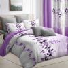 9-Piece Purple Vine Bedding & Curtain Set (Queen/King/Cal King) - Quilted Microfiber Bedspread + Sheer Curtains