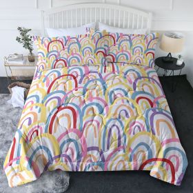 3 pcs Rainbow Print Comforter Set, Soft Microfiber Lightweight All Season Bedding Set with 2 Pillowcases (Color: Colorful, size: Twin)