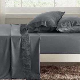 Luxury Sheet Sets Super Soft Easy Care Microfiber 3/4-Pieces Bed Sheet Set With 16-Inch Deep Pockets (Color: Dark Grey, size: Full)