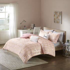 Full/Queen Metallic Printed Comforter Set (Color: as Pic)