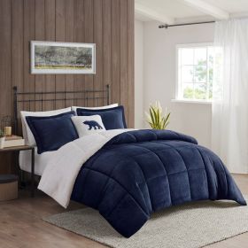 Full/Queen Plush to Sherpa Down Alternative Comforter Set (Color: as Pic)