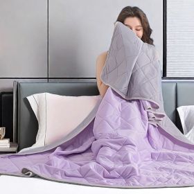 Premium Cotton Summer Comforter - Ultra-Soft All-Season Lightweight Bedding for Throw/Queen/King Size (Color: Purple, size: 150cm x 200cm)