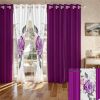 9-Piece Purple Rose Bedding & Curtain Set (Queen/King/Cal King) - Quilted Microfiber Bedspread + Sheer Curtains