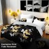 9-Piece Black & Gold Butterfly Bedding & Curtain Set (Queen/King/Cal King) - Quilted Microfiber Bedspread + Sheer Curtains