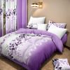 9-Piece Purple Vine Bedding & Curtain Set (Queen/King/Cal King) - Quilted Microfiber Bedspread + Sheer Curtains