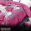 9-Piece Pink Rose Bedding & Curtain Set (Queen/King/Cal King) - Quilted Microfiber Bedspread + Sheer Curtains