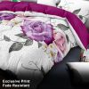 9-Piece Purple Rose Bedding & Curtain Set (Queen/King/Cal King) - Quilted Microfiber Bedspread + Sheer Curtains