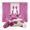 9-Piece Pink Rose Bedding & Curtain Set (Queen/King/Cal King) - Quilted Microfiber Bedspread + Sheer Curtains