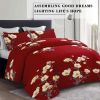 9-Piece Burgundy Red Floral Bedding & Curtain Combo Set, Elegant Wine Red Quilted Bedspread with 6 Light Filtering Window Panels & 2 Shams
